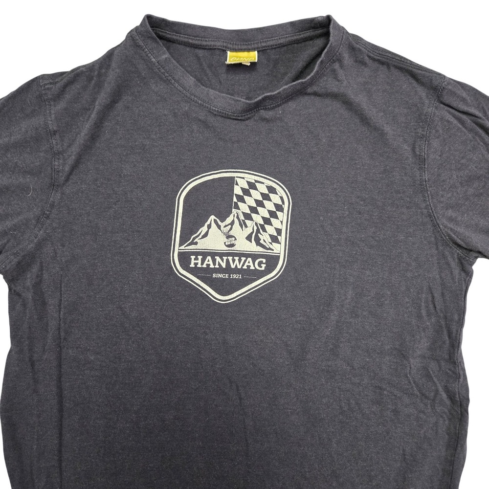 ONNO Hanwag Graphic Tee Mens Medium Charcoal Gray Bamboo Organic Cotton Shirt